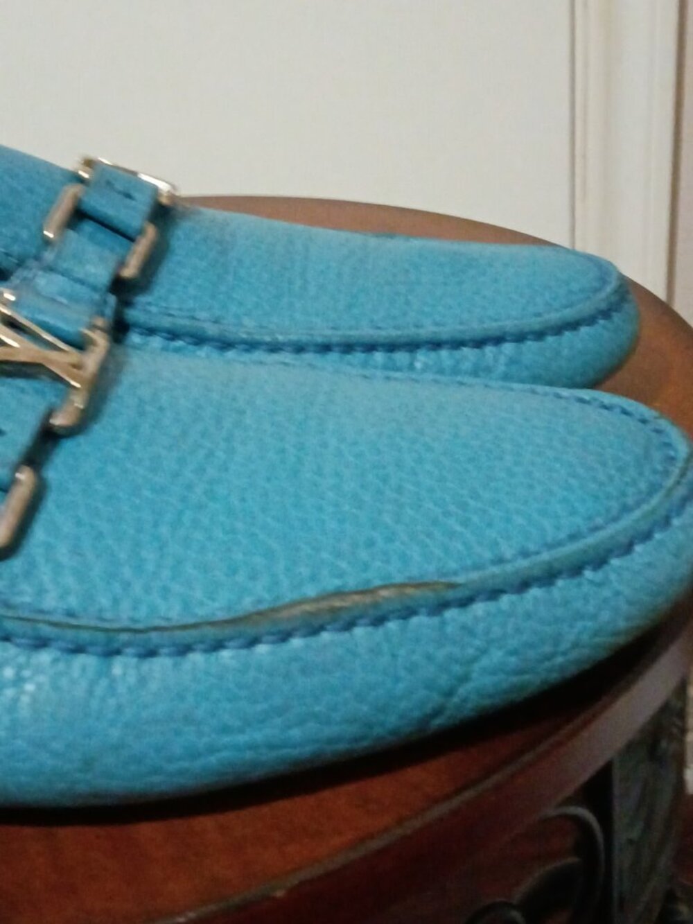 Men's Louis Vuitton Blue Monte Carlo Driving Loafers Shoes Sz 8.5 Good Condition - Picture 16 of 16